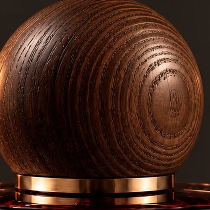 Close-up of the oak grain on the sphere cap