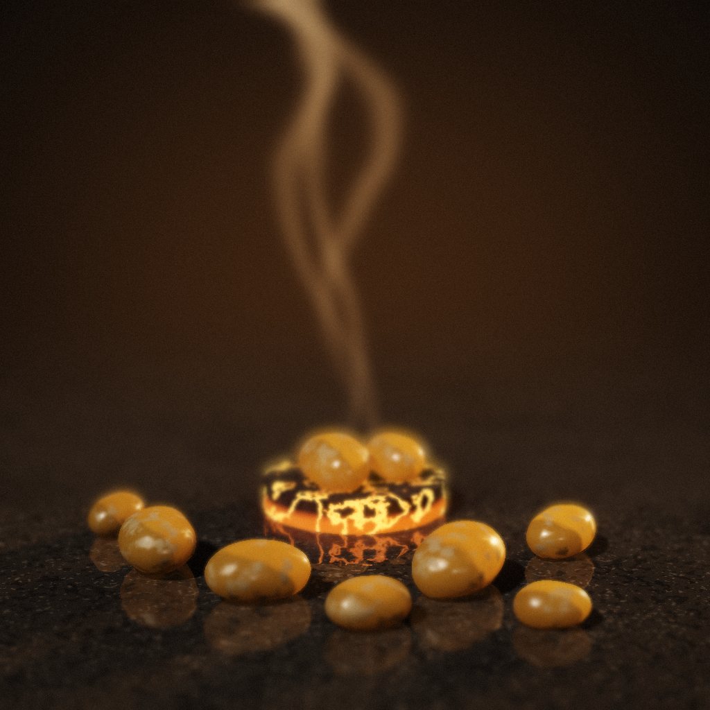Frankincense resin smoking on glowing charcoal